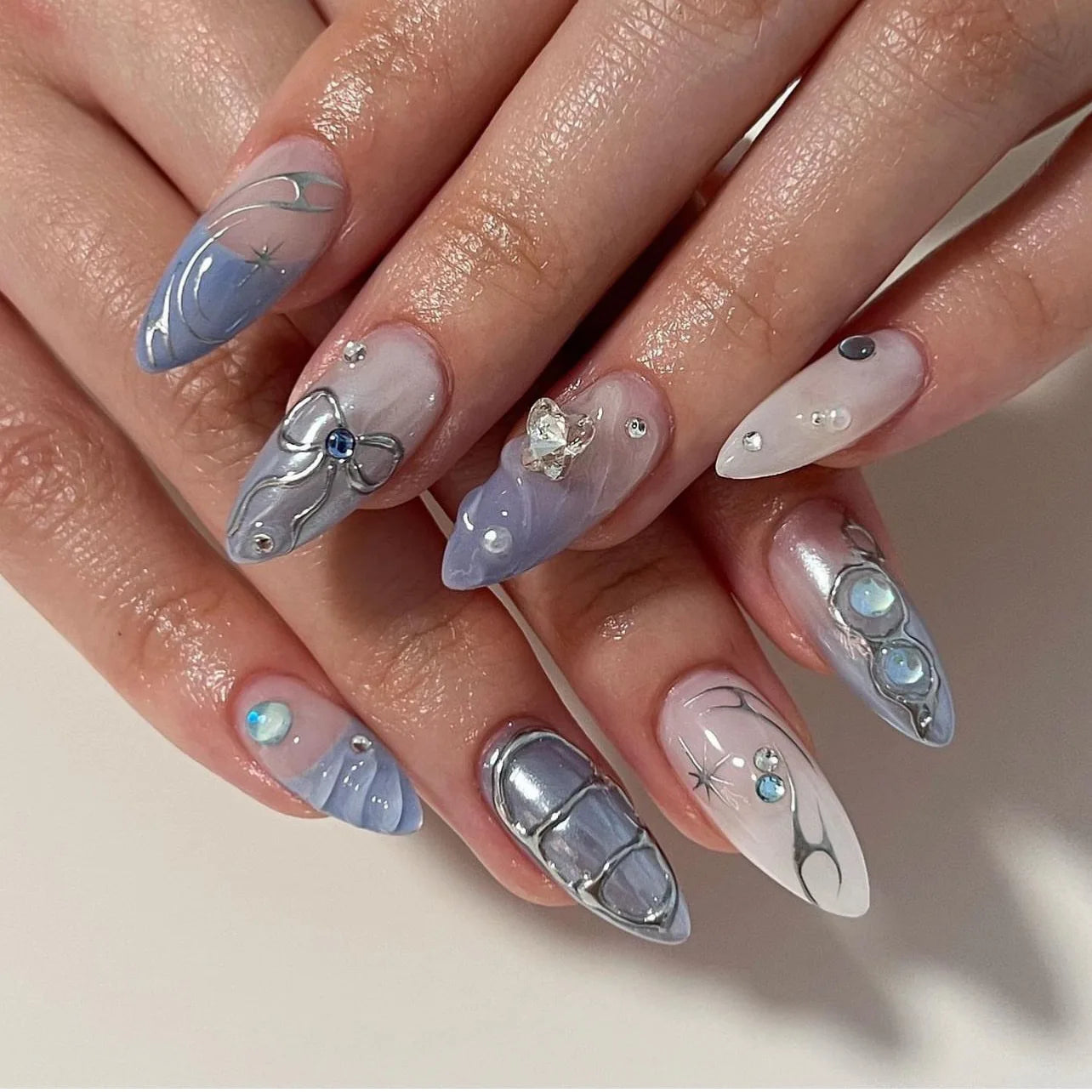 24Pcs Pink Bow Press on Nails 3D Flower with Pearl Design Acrylic Nails Ballerina Full Cover French False Nail Tips for Women